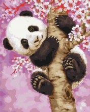 Картини за номерами Панда на сакурі 40x50 Brushme BS30274