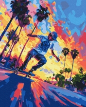 Картини за номерами Каліфорнійський скейтбордист 40x50 Brushme BS54108