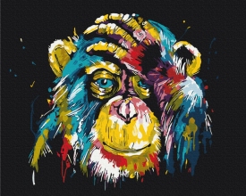 Картини за номерами Барвиста шимпанзе 48x60 Brushme BS25714L