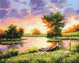 Картины по номерам Закат на озере 48x60 Brushme BS9923L