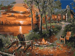 Картини за номерами Будинок біля озера 30x40 Brushme RBS31630