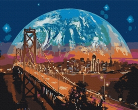 Картины по номерам Луна над Сан-Франциско 48x60 Brushme BS8312L