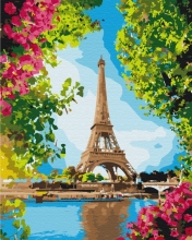 Картини за номерами Квітковий вигляд на Ейфелеву вежу 40x50 Brushme BS52706