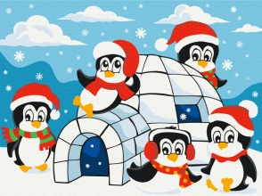 Картини за номерами Хатинка пінгвінів 30x40 Brushme KBS0147