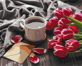 Картины по номерам Тюльпаны к кофе 48x60 Brushme BS36492L