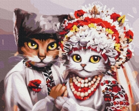 Картины по номерам Свадьба украинских кошек ©Марианна Пащук 40x50 Brushme BS53340
