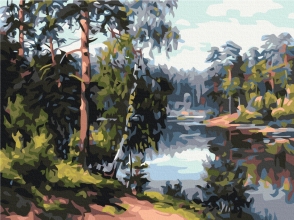 Картины по номерам Живописное озеро в лесу 30x40 Brushme RBS51969