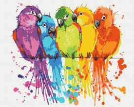 Картини за номерами Різнокольорові попугаї 40x50 Brushme BS28115