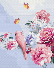 Картины по номерам Папуга в квітах 40x50 Brushme BS33352