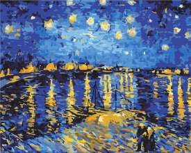Картины по номерам Звездная ночь над Роной. Ван Гог 40x50 Brushme BS323