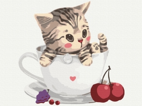 Картини за номерами Котик у чашці 30x40 Brushme RBS8396