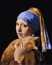Картины по номерам Девушка с рыжими котом 40x50 Brushme BS51581