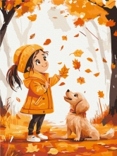 Картины по номерам Осенняя прогулка с другом 30x40 Brushme KBS0170