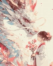 Картини за номерами Дівчинка та її дракон 40x50 Brushme BS54083