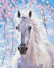 Картины по номерам Лошадь в цветах сакуры 48x60 Brushme BS8528L
