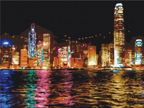 Картины по номерам Ночной Гонконг 30x40 Brushme RBS7256