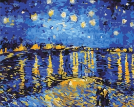Картины по номерам Звездная ночь над Роной. Ван Гог 48x60 Brushme BS323L