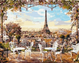 Картины по номерам Кафе с видом на Эйфелеву башню 48x60 Brushme BS8876L