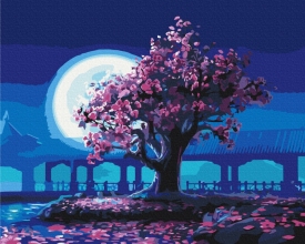 Картины по номерам Сакура в лунном свете 48x60 Brushme BS25275L