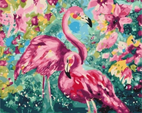 Картины по номерам Цветочные фламинго 48x60 Brushme BS33251L