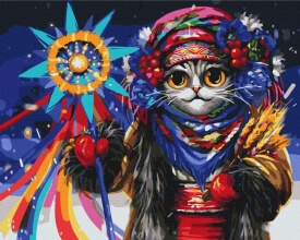 Картини за номерами Кішка Колядниця ©Маріанна Пащук 40x50 Brushme BS53445