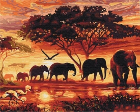 Картини за номерами Слони у савані 40x50 Brushme BS5189
