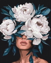 Картини за номерами Таємниця білих півонії 48x60 Brushme BS54008L