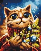 Картины по номерам Новогодний котик © Марианна Пащук 40x50 Brushme BS53870
