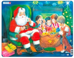 Пазл-вкладыш Дед Мороз с детьми, серия МАКСИ 15 эл